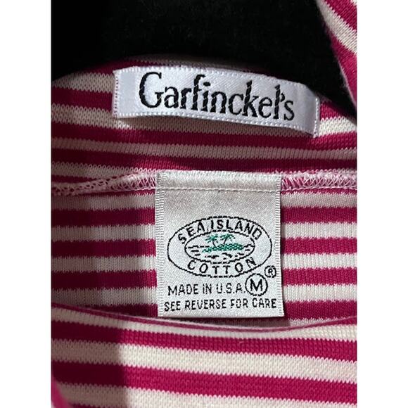VTG 80s Garfinckels Turtleneck Shirt Red Cream Stripe - Picture 3 of 6